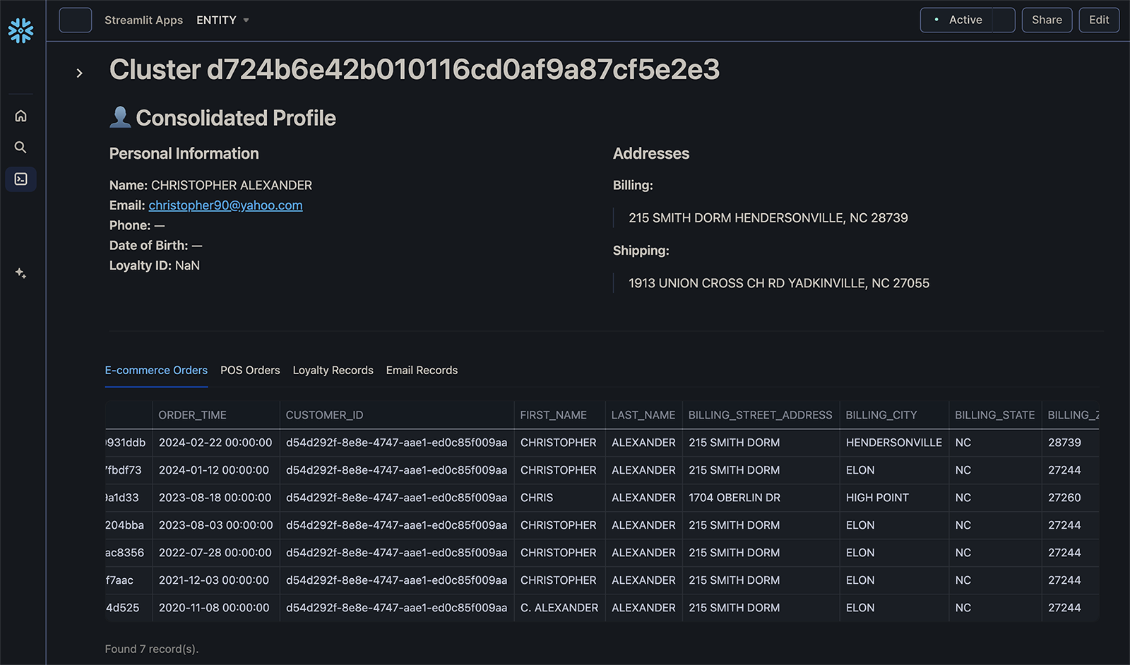 Identity Resolution Report Example